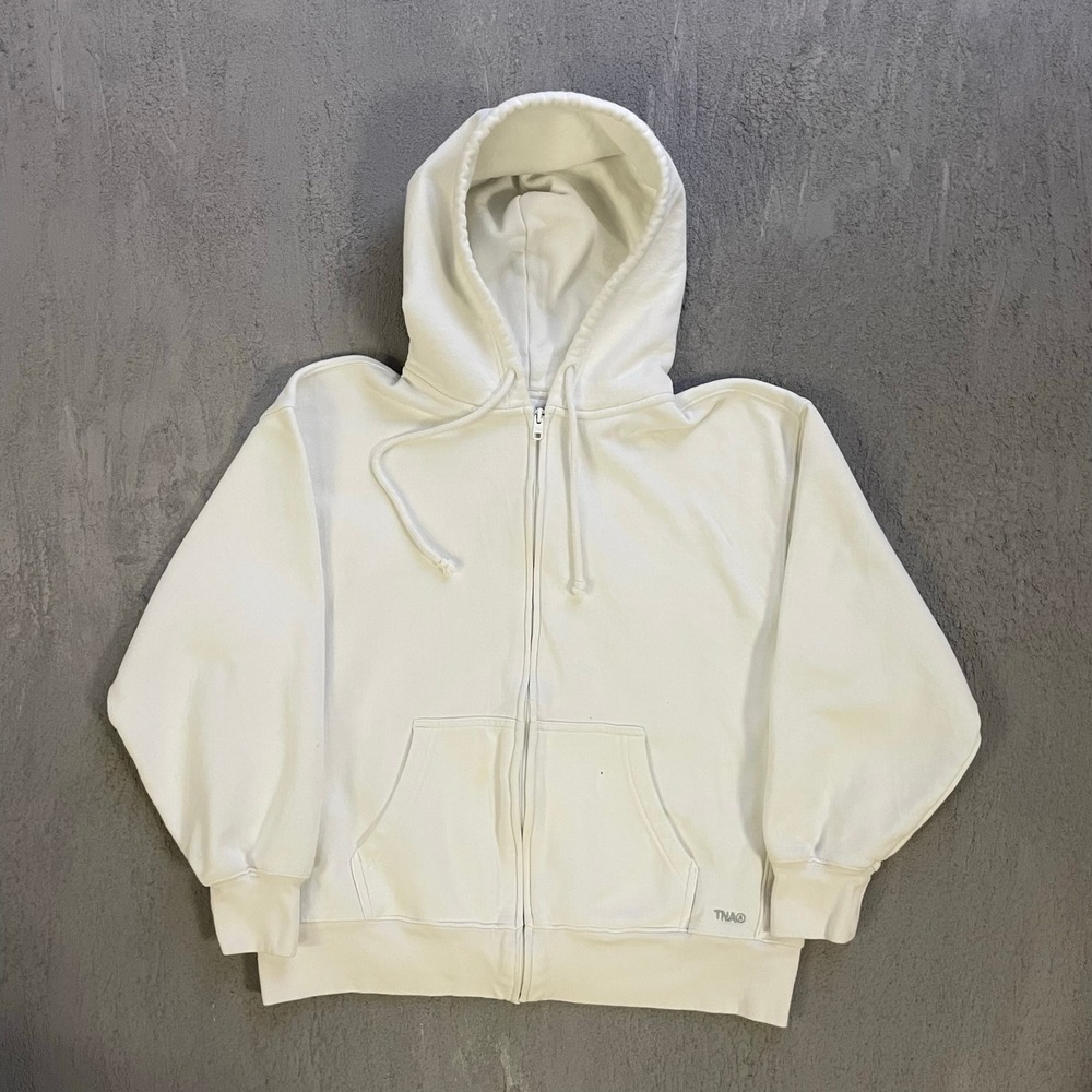 TNA Cozy Sweatfleece Boyfriend Zip Up Hoodie Womens Medium White Modern